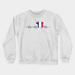 France Flag Heartbeat Pulse French Crewneck Sweatshirt